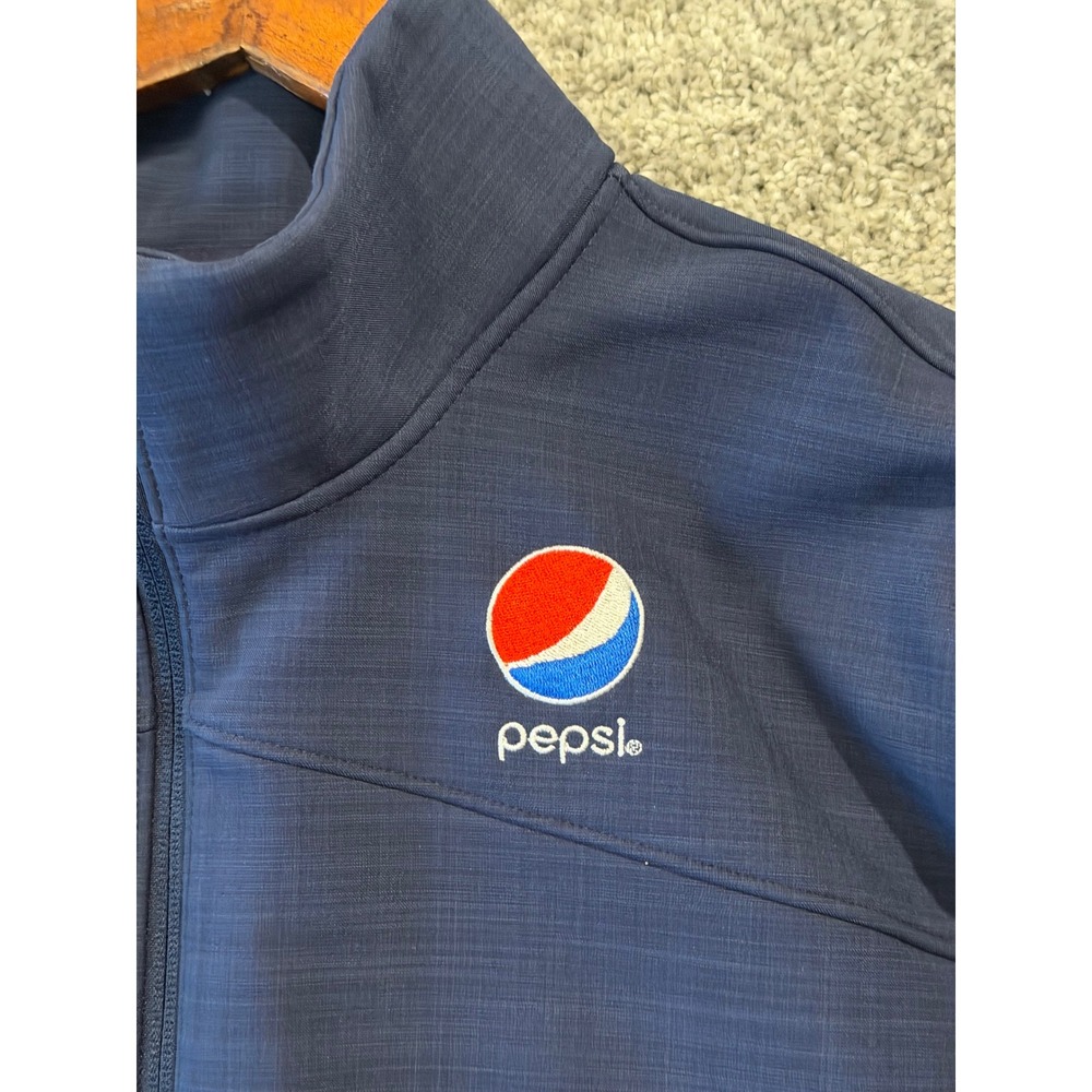 Under Armour Jacket Mens Large Blue Pepsi ColdGear Full Zip Softshell Mock Neck - Picture 3 of 12